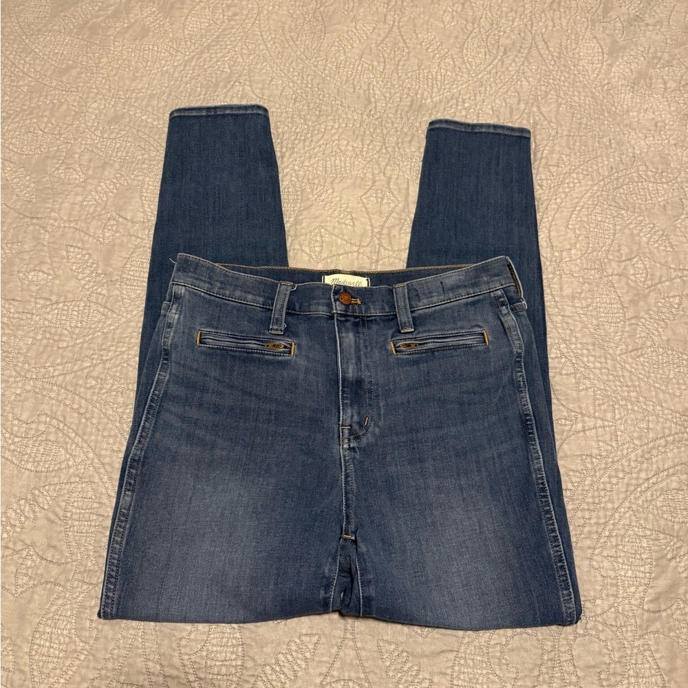 Madewell High-Rise Roadtripper Jeggings in Ellerby Wash Zip Pocket Size 29 Tall - Picture 9 of 12